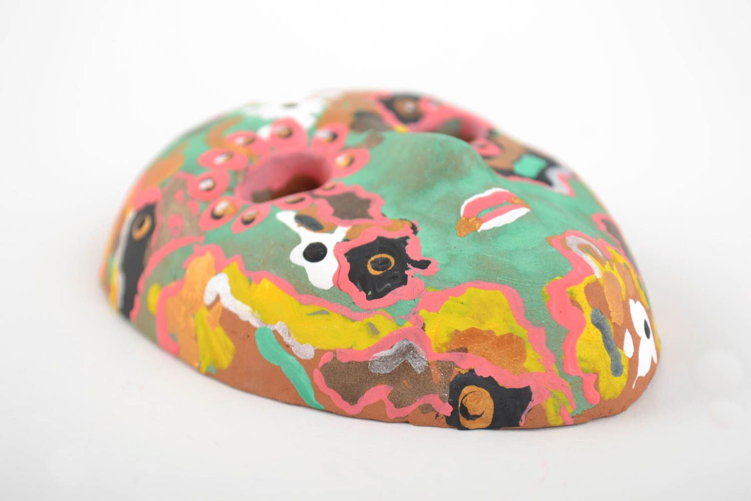 Bright painted handmade designer ceramic carnival mask for wall decor photo 4