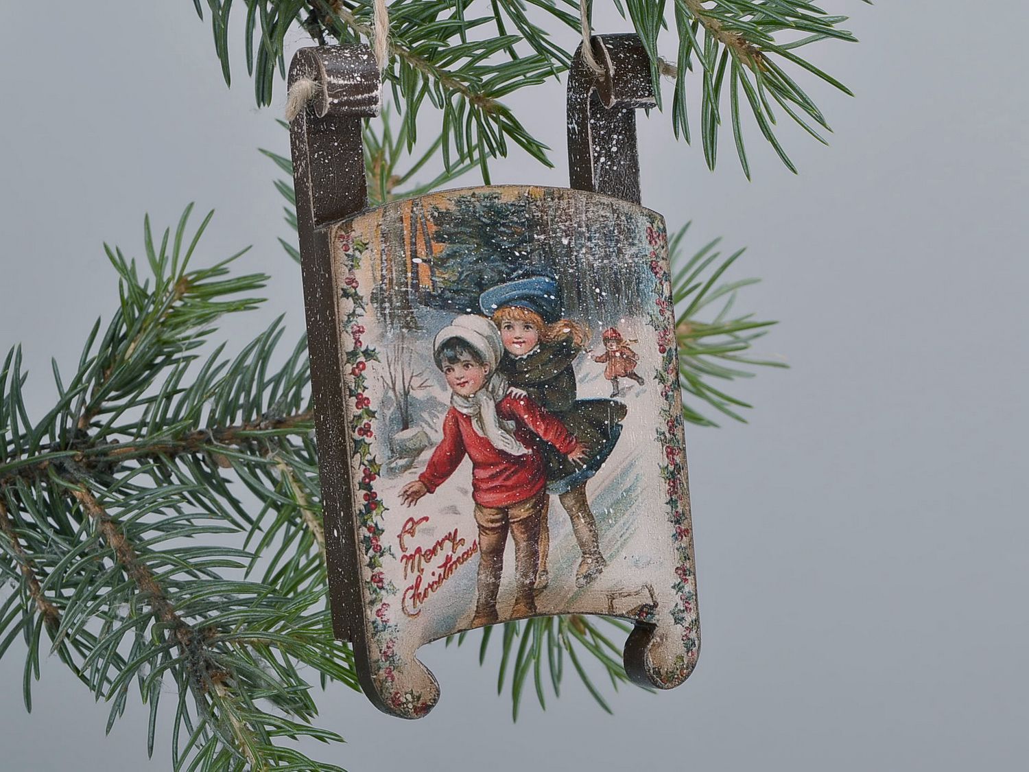 Décoration d'arbre de Noël Enfants sur piste de ski photo 1