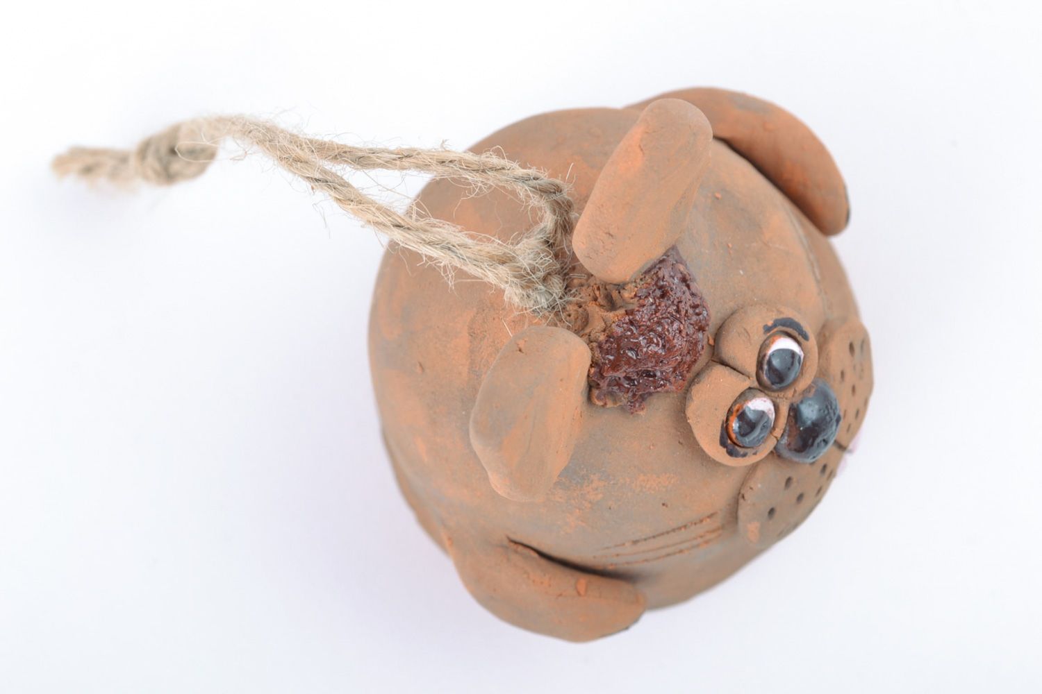 Handmade designer glazed ceramic hanging bell rabbit for interior decor photo 4