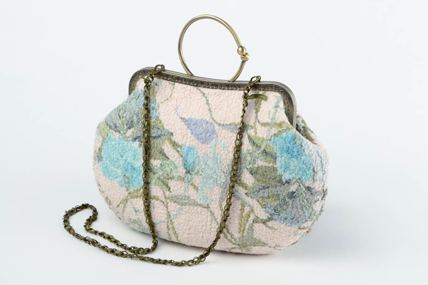 Small handmade woolen bag felted wool handbag fashion accessories for girls photo 3