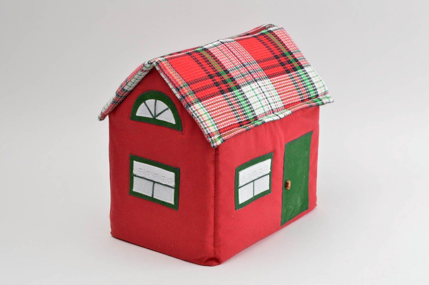 Deko Spielzeug handmade kleines Deko Haus in Rot Spielzeug aus Stoff schön  foto 3