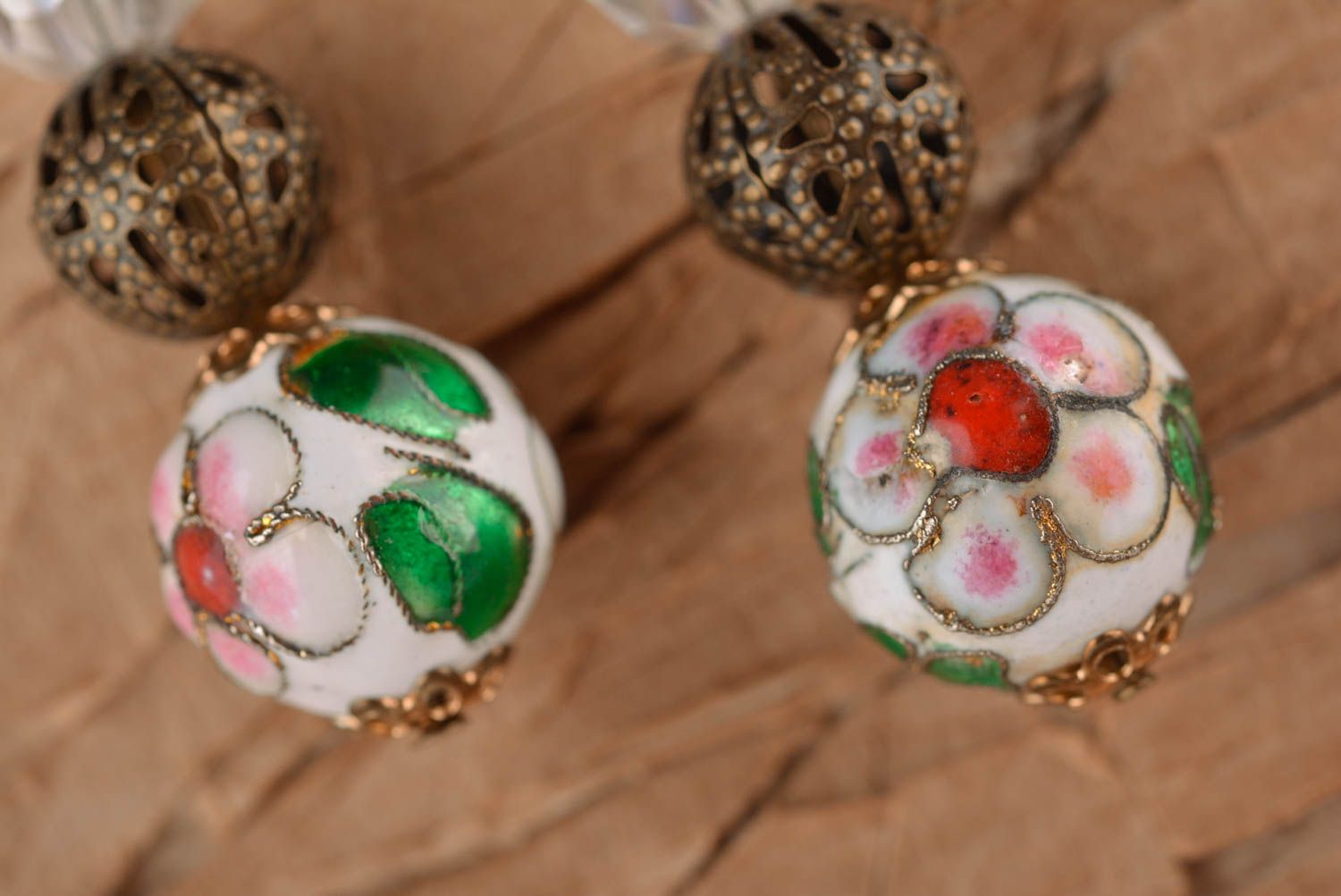 Unusual handmade metal earrings beaded earrings designer accessories for girls photo 2