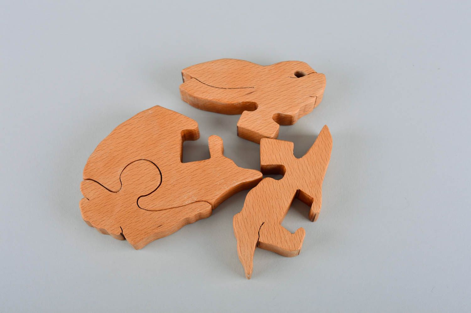 Jouet puzzle fait main Puzzle bois petit lièvre Jouet éveil design original photo 5