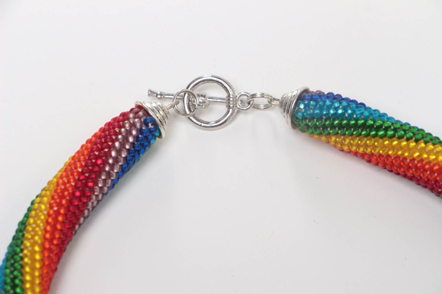 Collier spirale en perles de rocaille tchèques fait main multicolore original photo 4