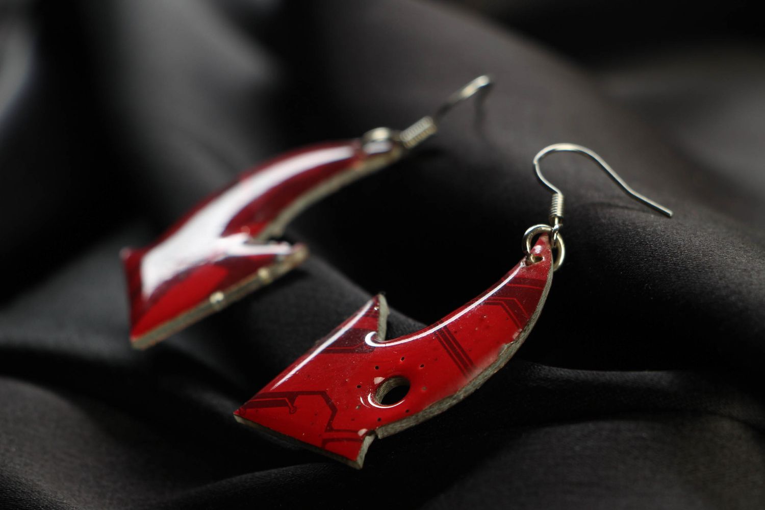 Unusual earrings in cyberpunk style Red Arrows photo 2