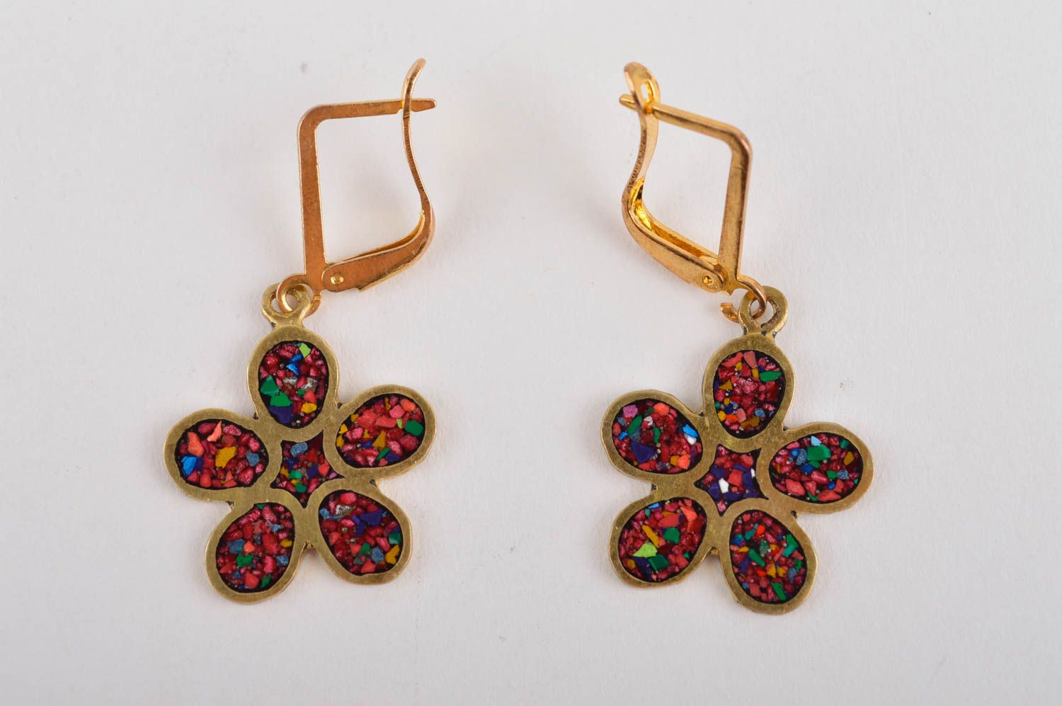 Handmade brass female earrings beautiful flower earrings elegant accessory photo 3
