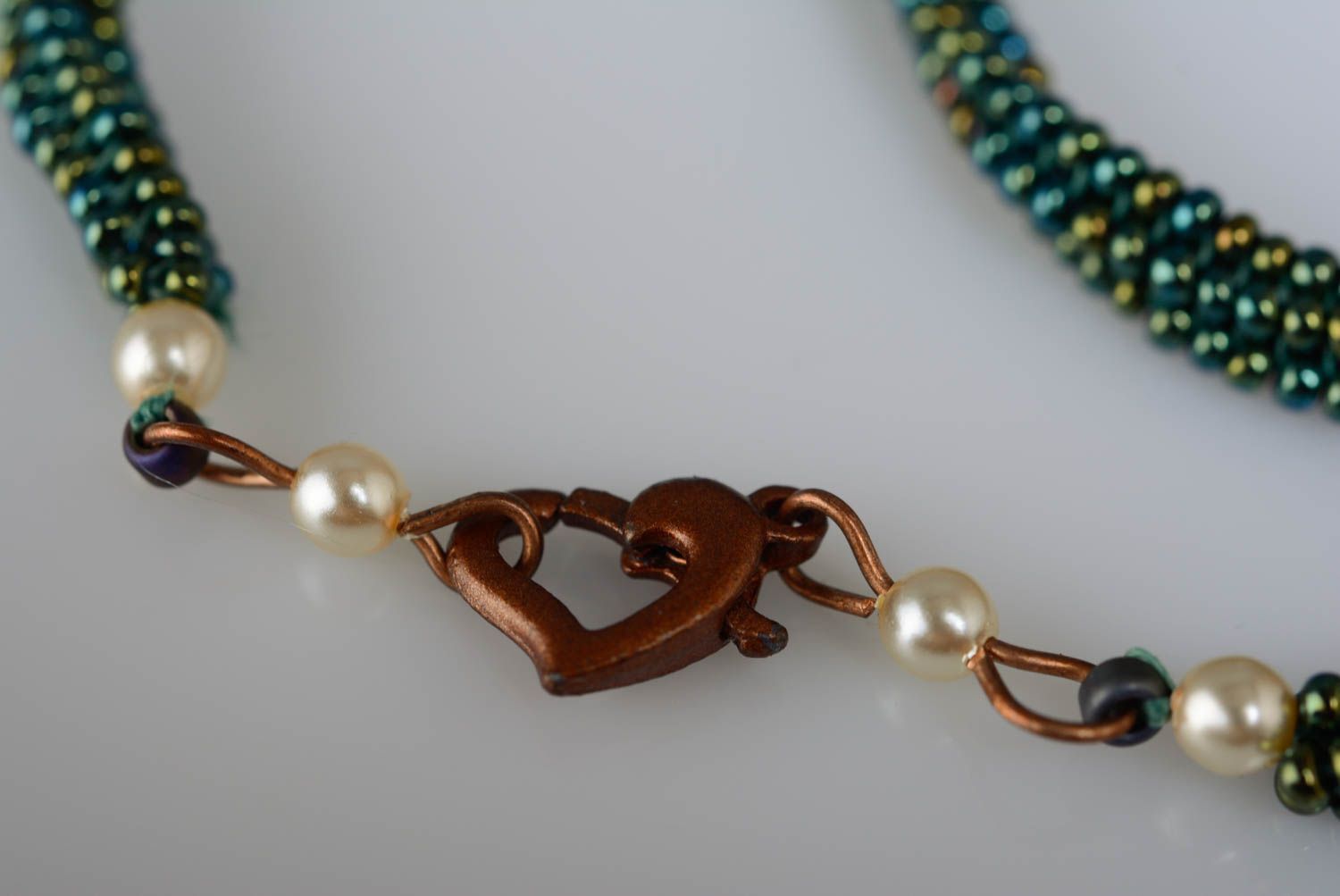 Beautiful beaded necklace with natural jasper stone handmade unusual jewelry photo 5
