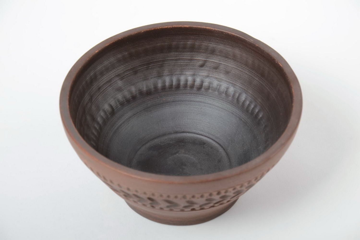 Beautiful small handmade designer brown clay bowl 350 ml photo 4