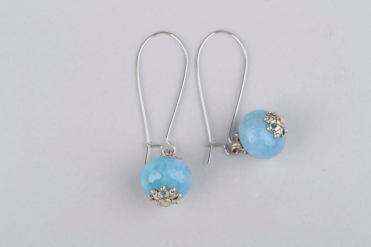 Ball Earrings with aquamarine photo 3
