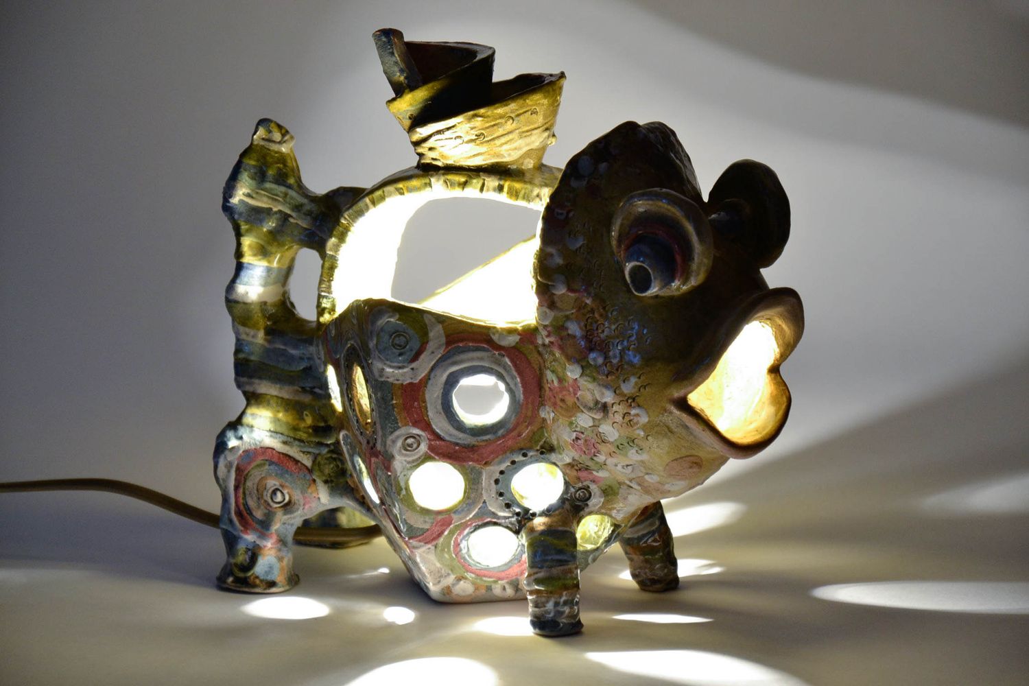 Lampe de chevet faite main en céramique 'Poisson' photo 2
