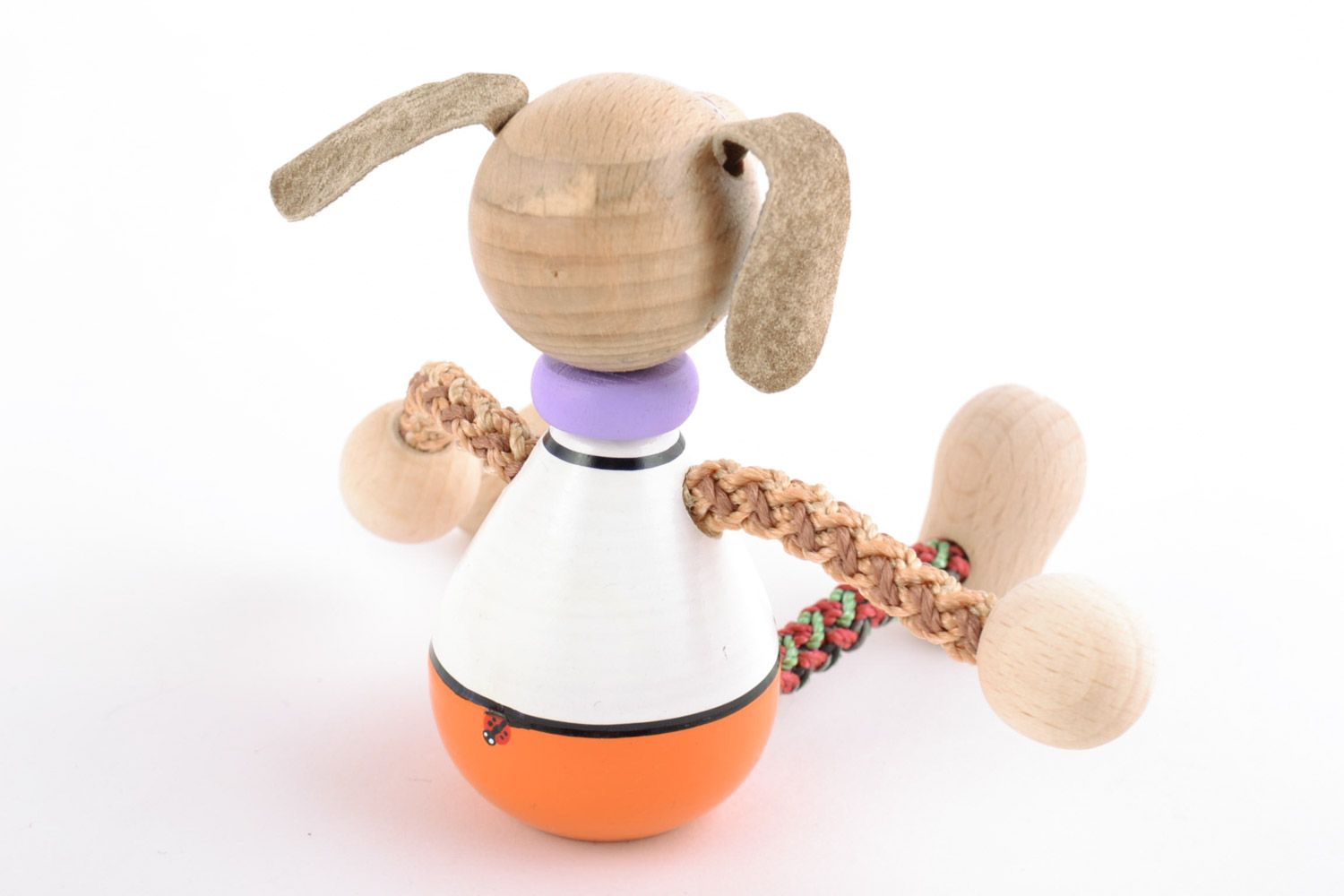 Öko Spielzeug aus Holz künstlerisch handmade bemalt Drolliger Hund im Anzug  foto 5