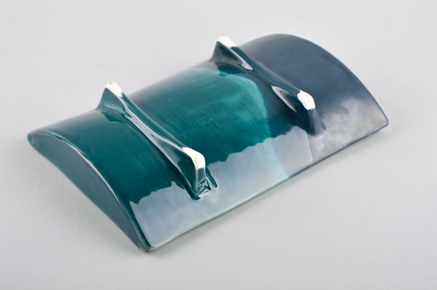 Plat à sushi fait main Assiette design original tons bleus Vaisselle céramique photo 4
