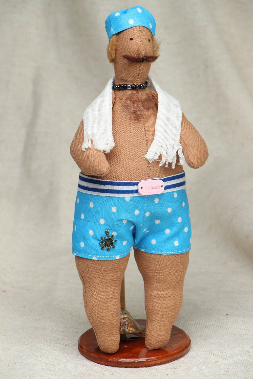 Дизайнерская кукла ручной работы Пляжник в голубом фото 1