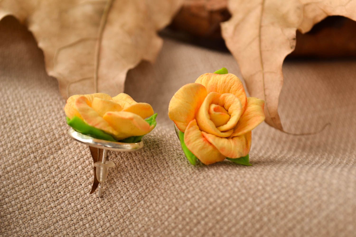 Украшение ручной работы розы красивые серьги холодный фарфор изделие винтажное фото 1