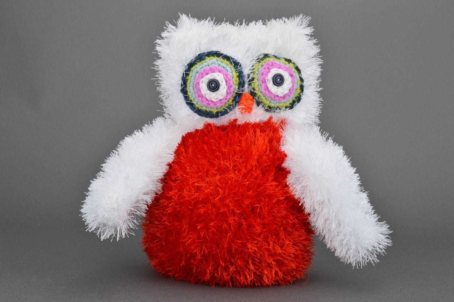 Eule Spielzeug handmade Stoff Kuscheltier Geschenk für Kinder in Rot und Weiß foto 3