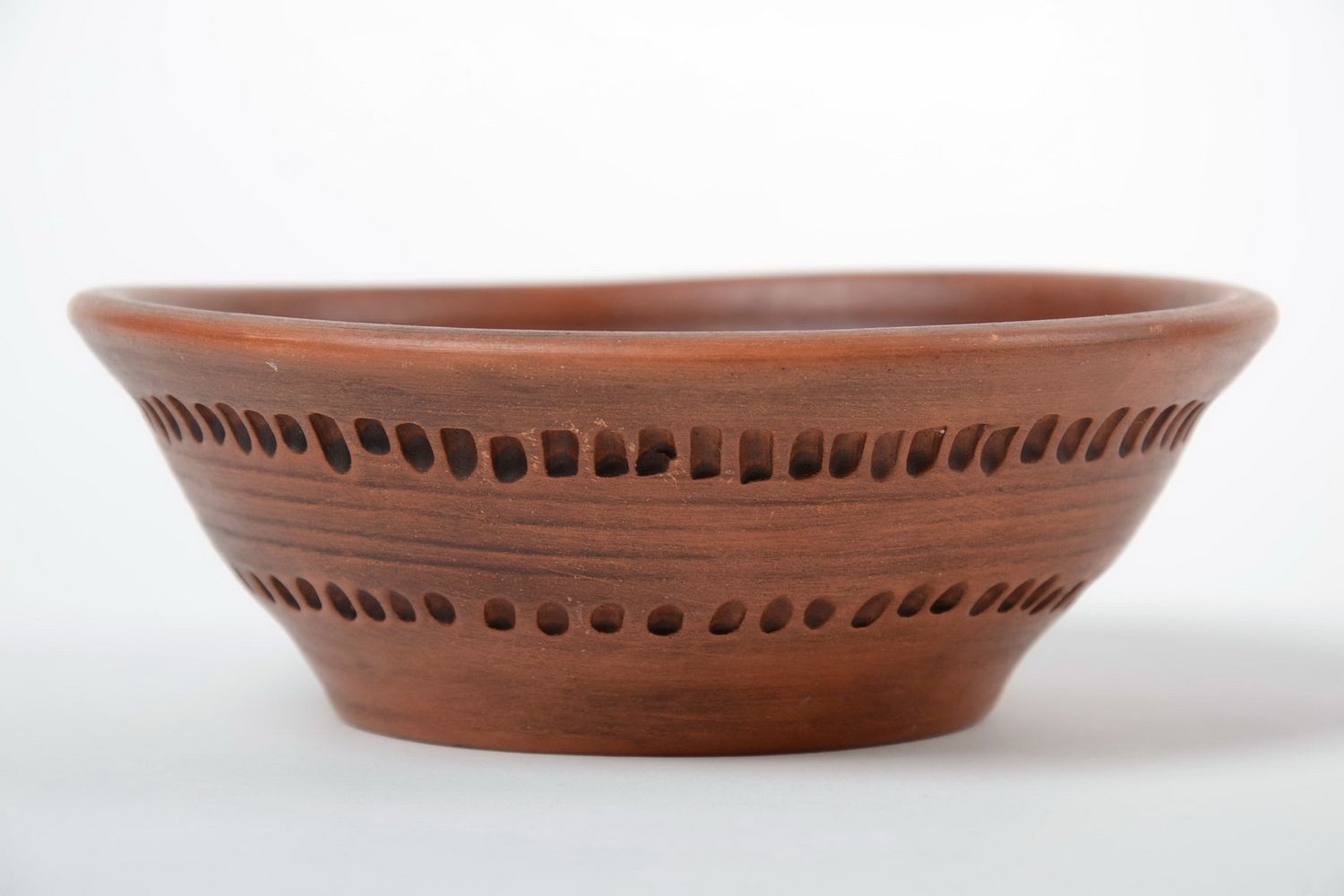 Beautiful convenient handmade designer brown clay bowl for soup 350 ml photo 2