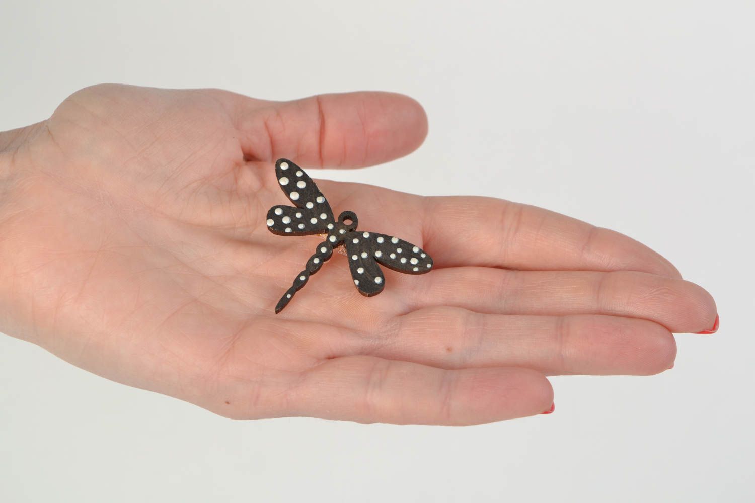 Holz Brosche Libelle mit Bemalung Handarbeit Geschenk für Mädchen schön originell  foto 2