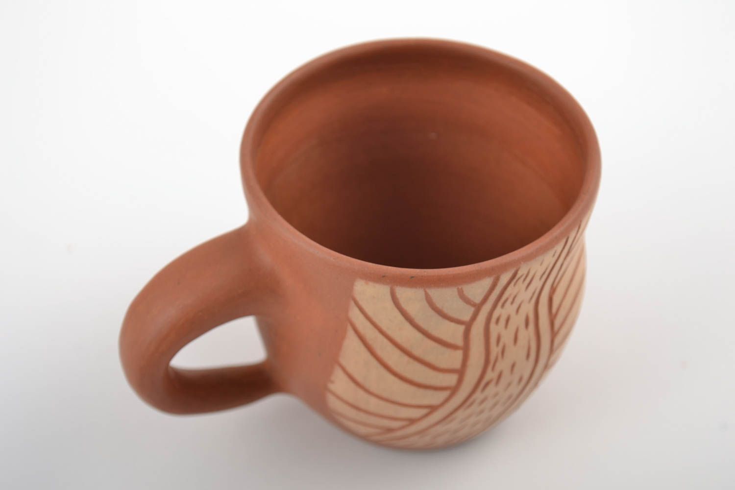 Originelle keramische Tasse aus Ton mit Bemalung handmade für Küche Dekor 180 ml foto 3