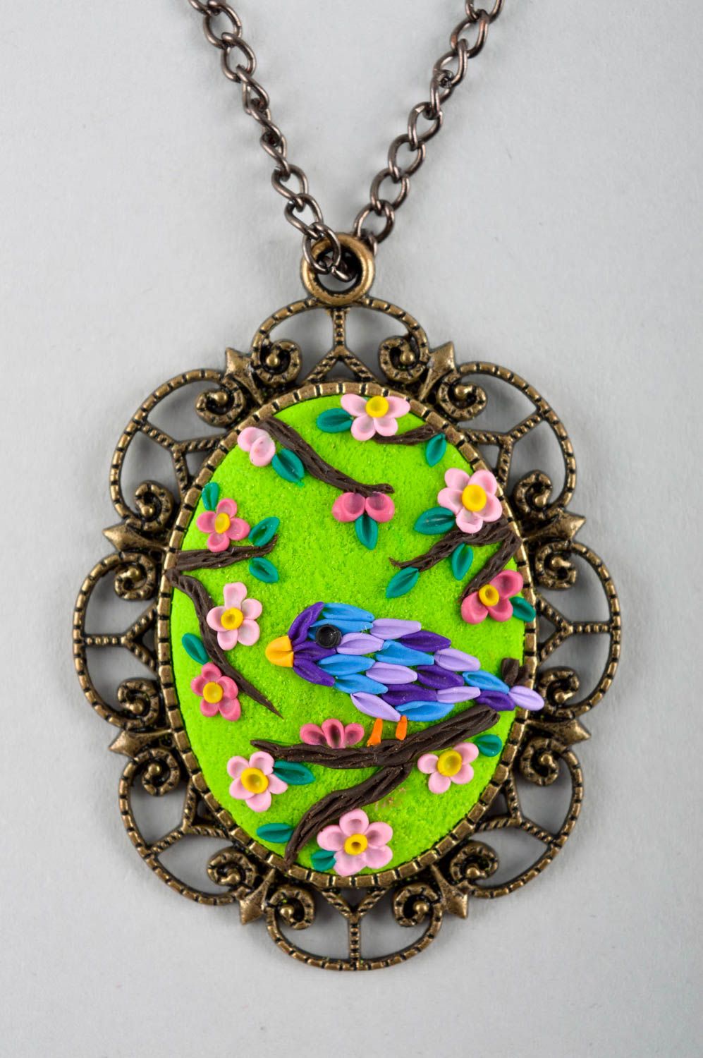 Handmade pendant clay pendant for women unusual jewelry designer accessory photo 3