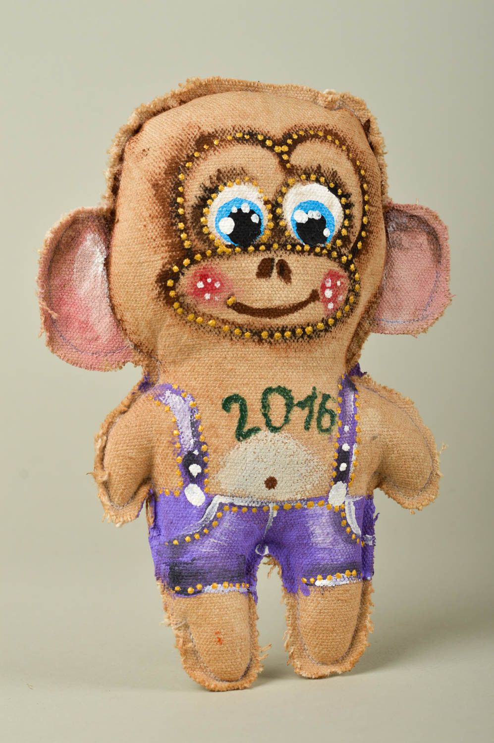 Mono de peluche hermoso artesanal juguete de tela original decoración de casa foto 2