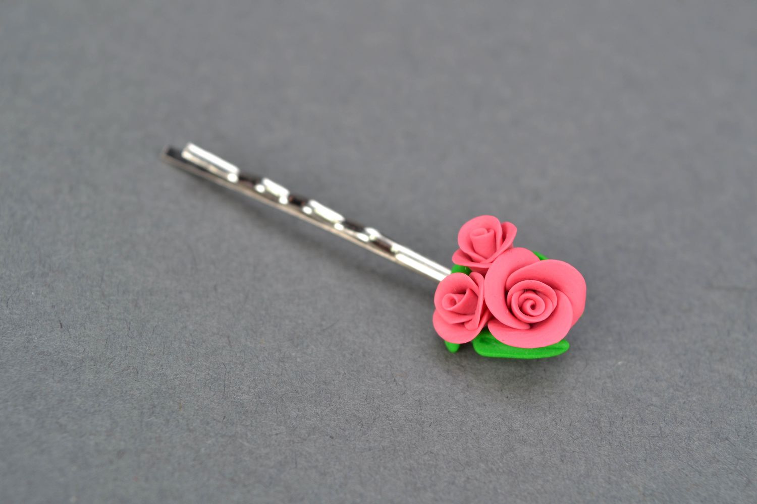 Polymer clay hairpin Roses photo 3