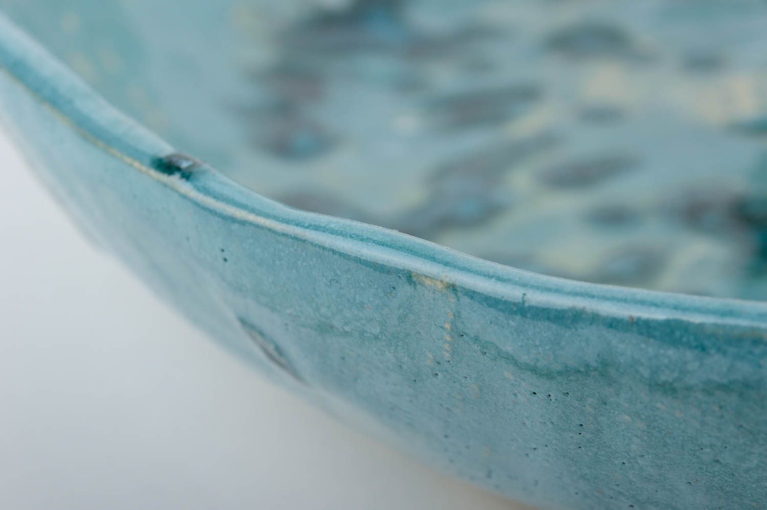 Handmade Keramik Teller bemalt Ton Geschirr Küchen Deko künstlerisch blau foto 5