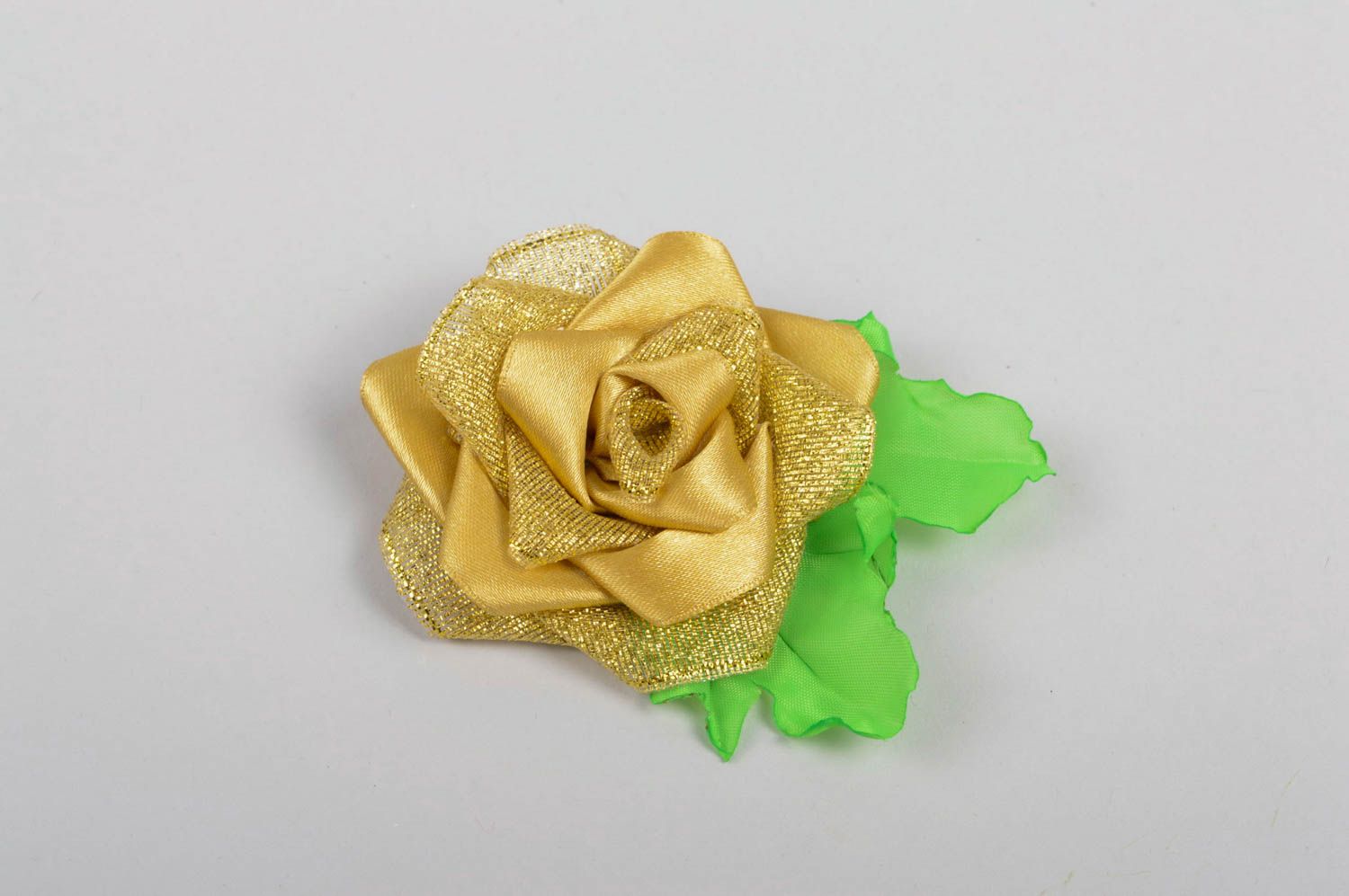 Goldfarbene Blume Haarspange handgemachter Schmuck Accessoire für Mädchen grell  foto 2