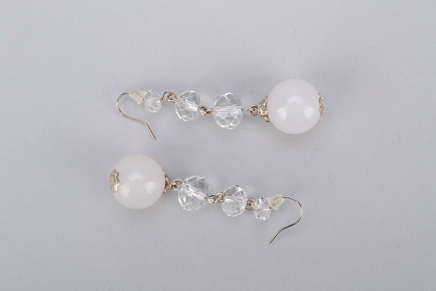 Ball earrings with moonstone  photo 4