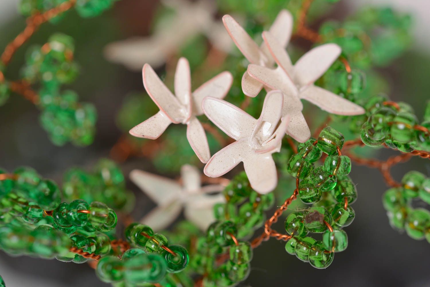 Arbre perles de rocaille fait main Arbre miniature bonsaï vert Déco maison photo 3