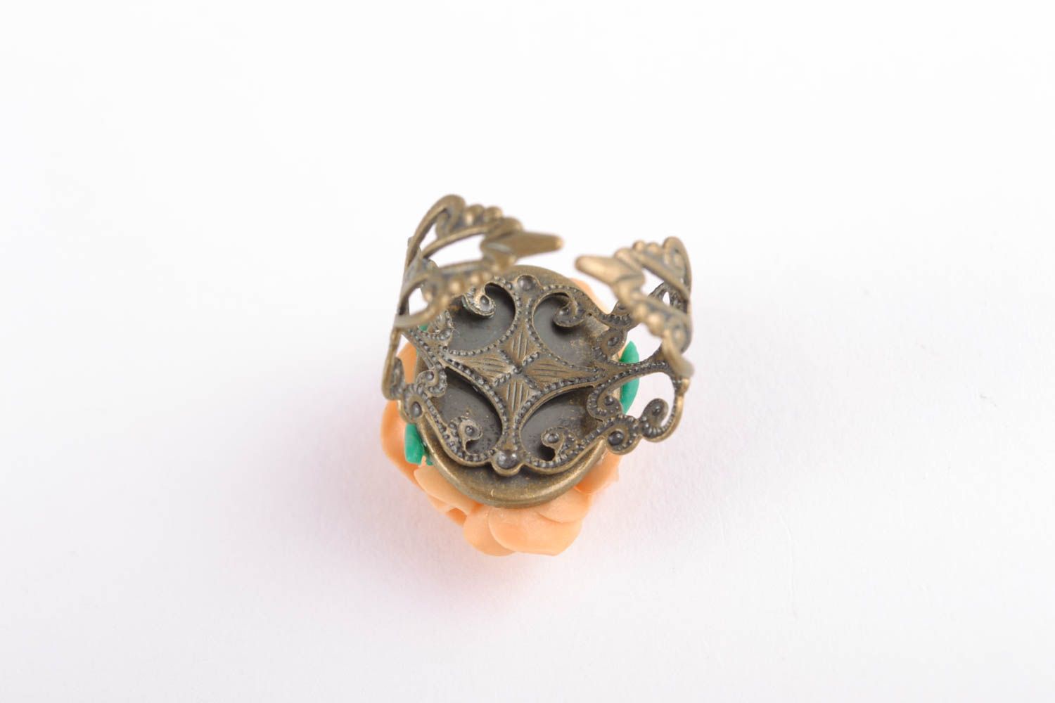 Beautiful unusual polymer clay floral ring photo 4