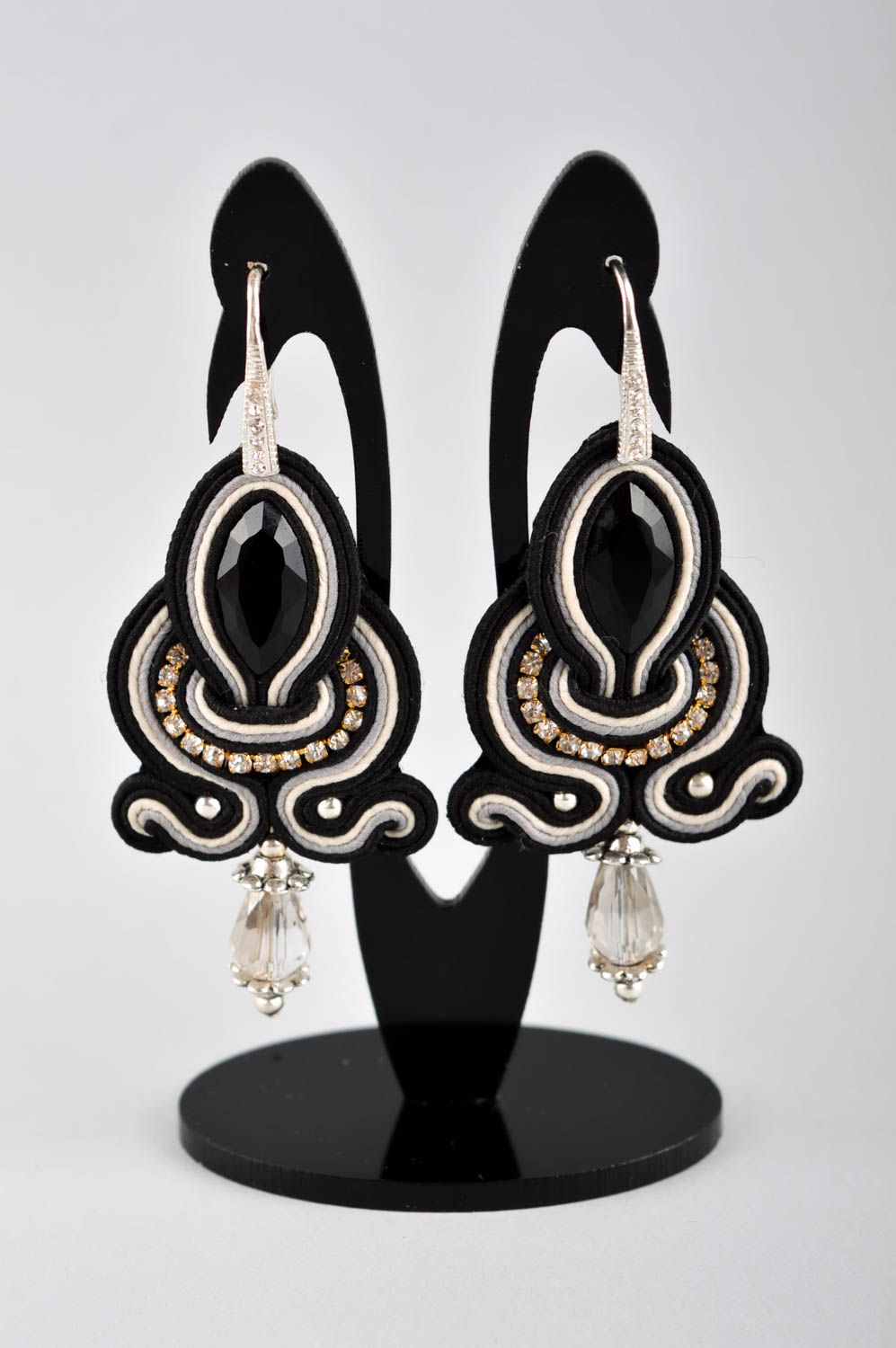 Long handmade soutache earrings textile earrings beaded earrings gifts for her photo 2