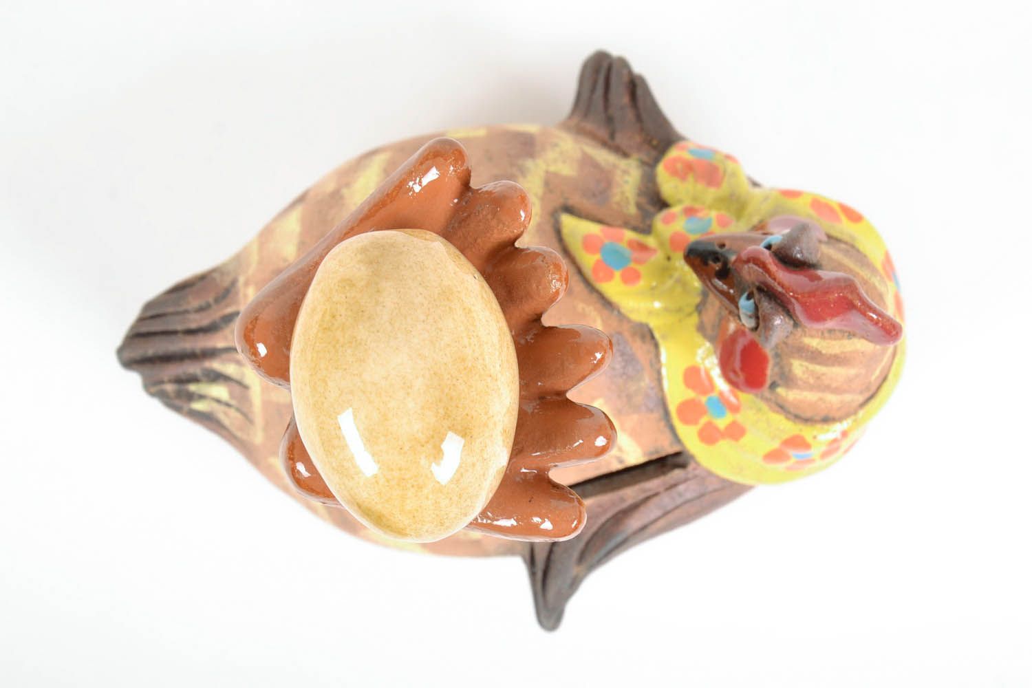 Keramik Spardose Huhn mit einem Ei foto 3