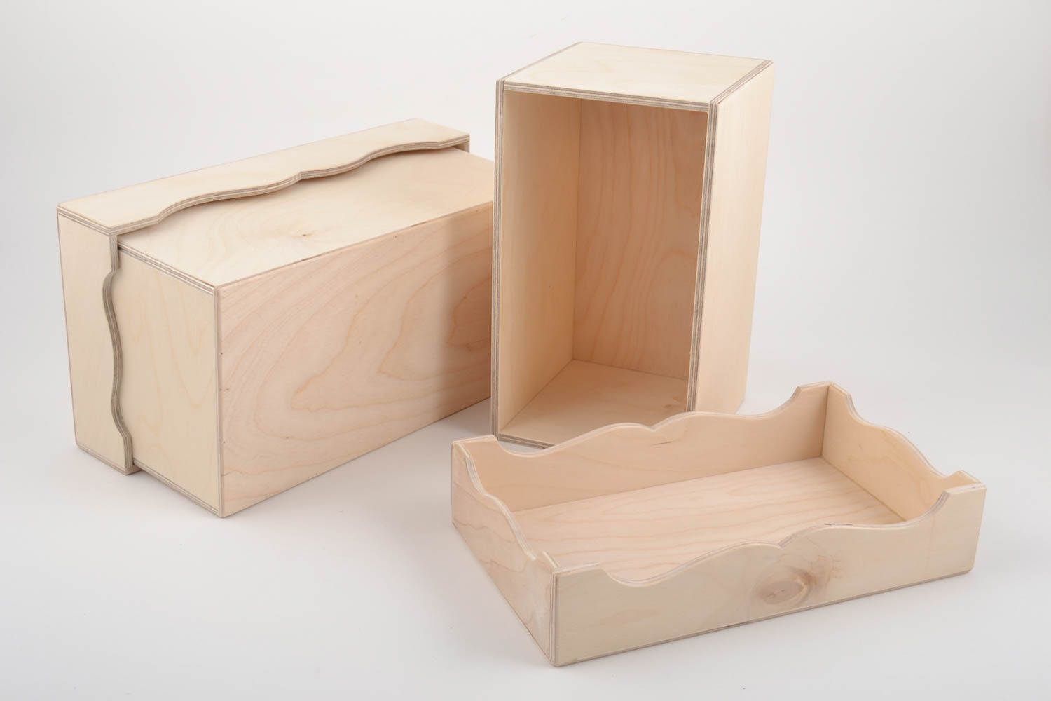Holz Boxen Rohlinge zum Bemalen aus Sperrholz 2 Stück mit Deckeln originell foto 5