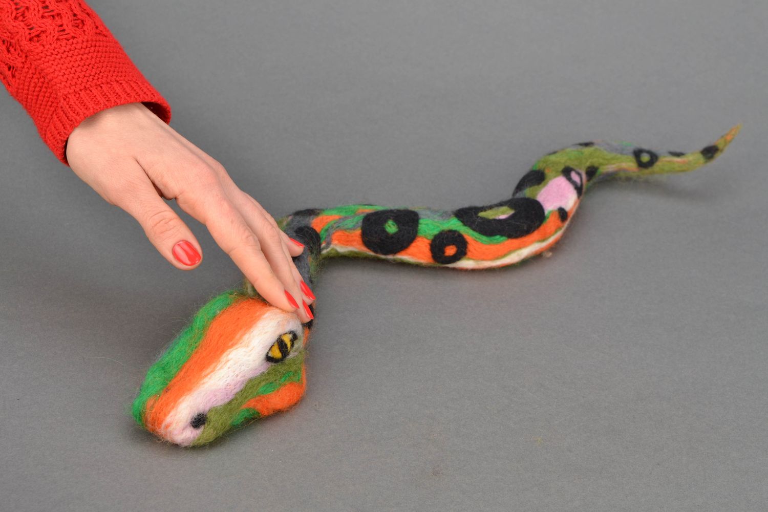 Wool felted toy snake photo 2