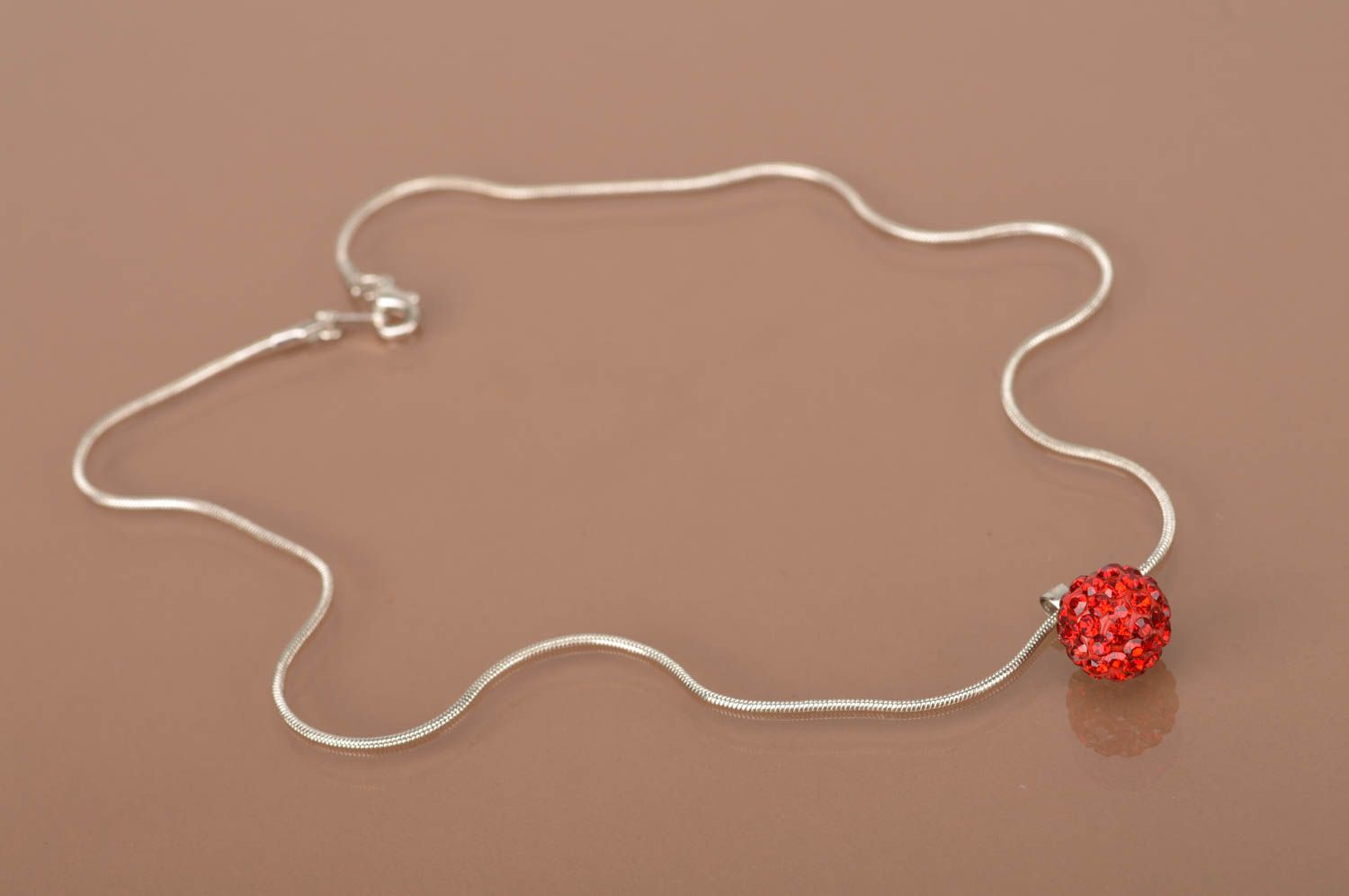 Handmade stylish pendant beautiful designer jewelry red feminine accessories photo 3