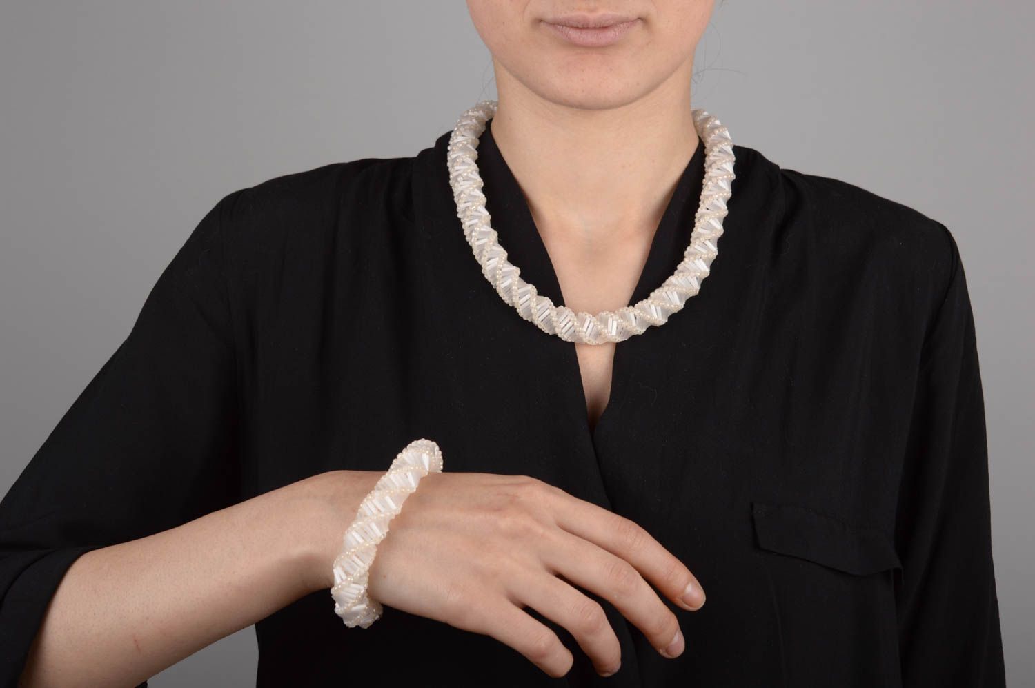 Collar y pulsera de abalorios bisutería artesanal accesorios para mujer foto 5