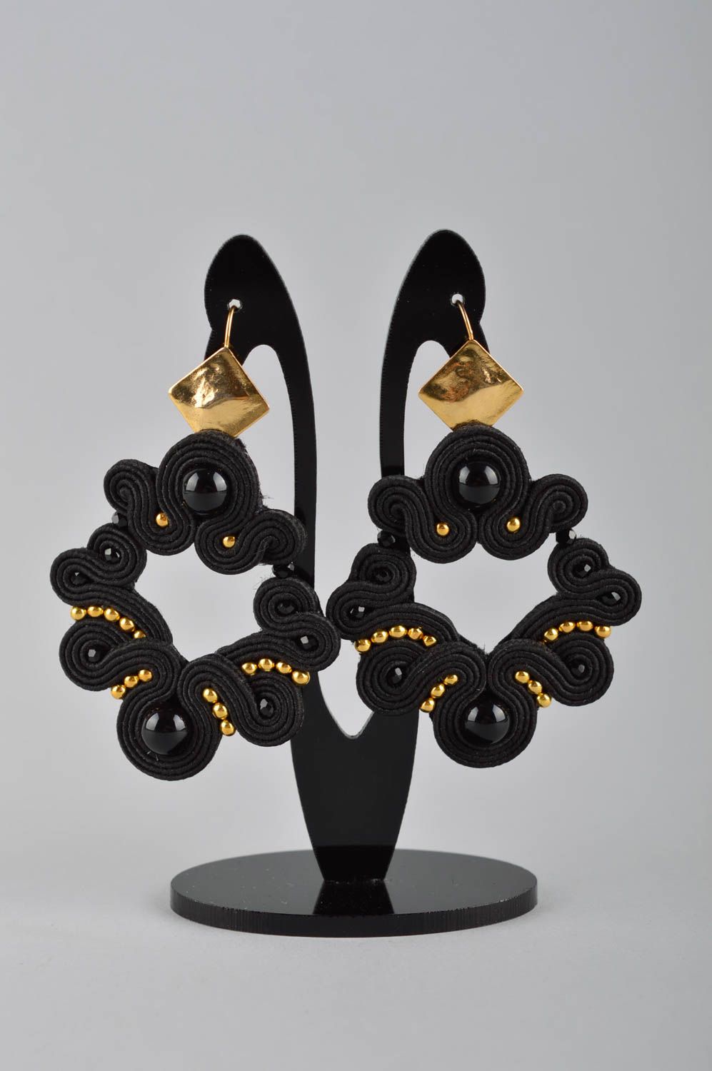 Beautiful handmade soutache earrings beaded earrings accessories for girls photo 2