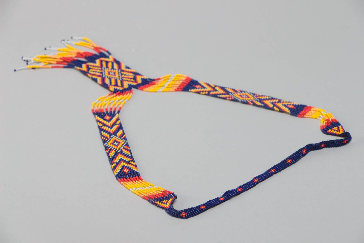 Unusual bright handmade designer beaded gerdan necklace in ethnic style photo 4