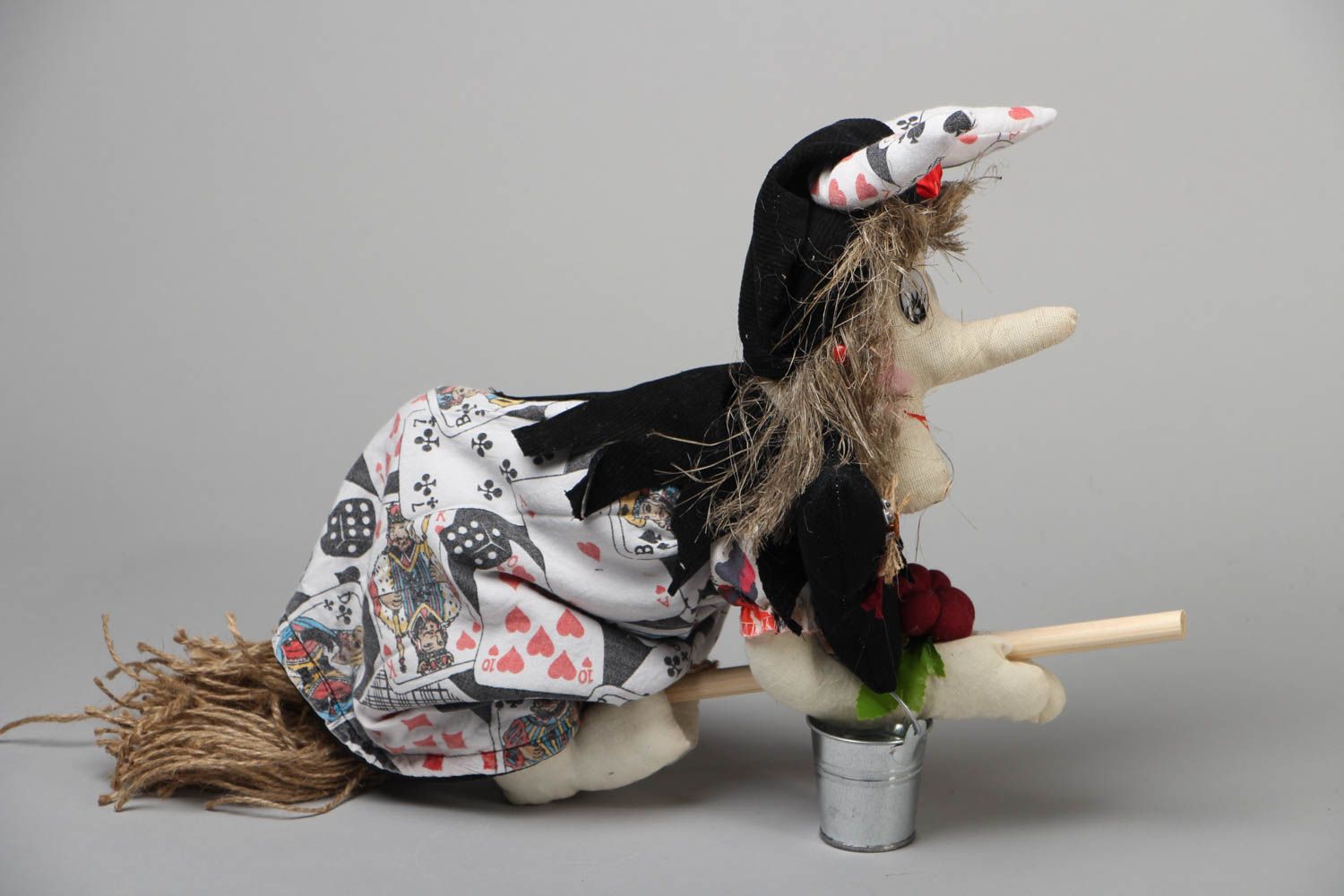 Handmade designer toy Witch with Broom photo 1