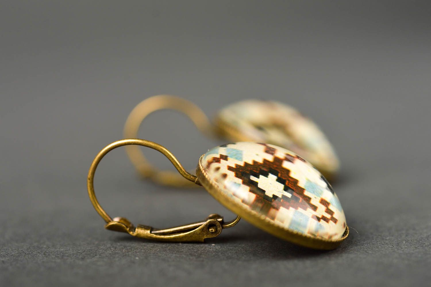 Unusual handmade cabochon earrings metal craft costume jewelry designs photo 3