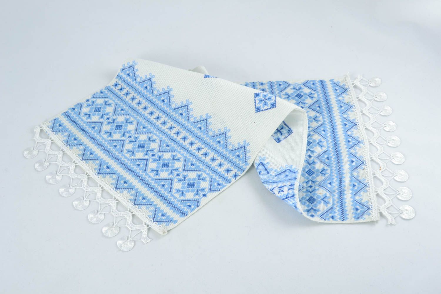 Decorative napkin with cross stitch embroidery photo 1
