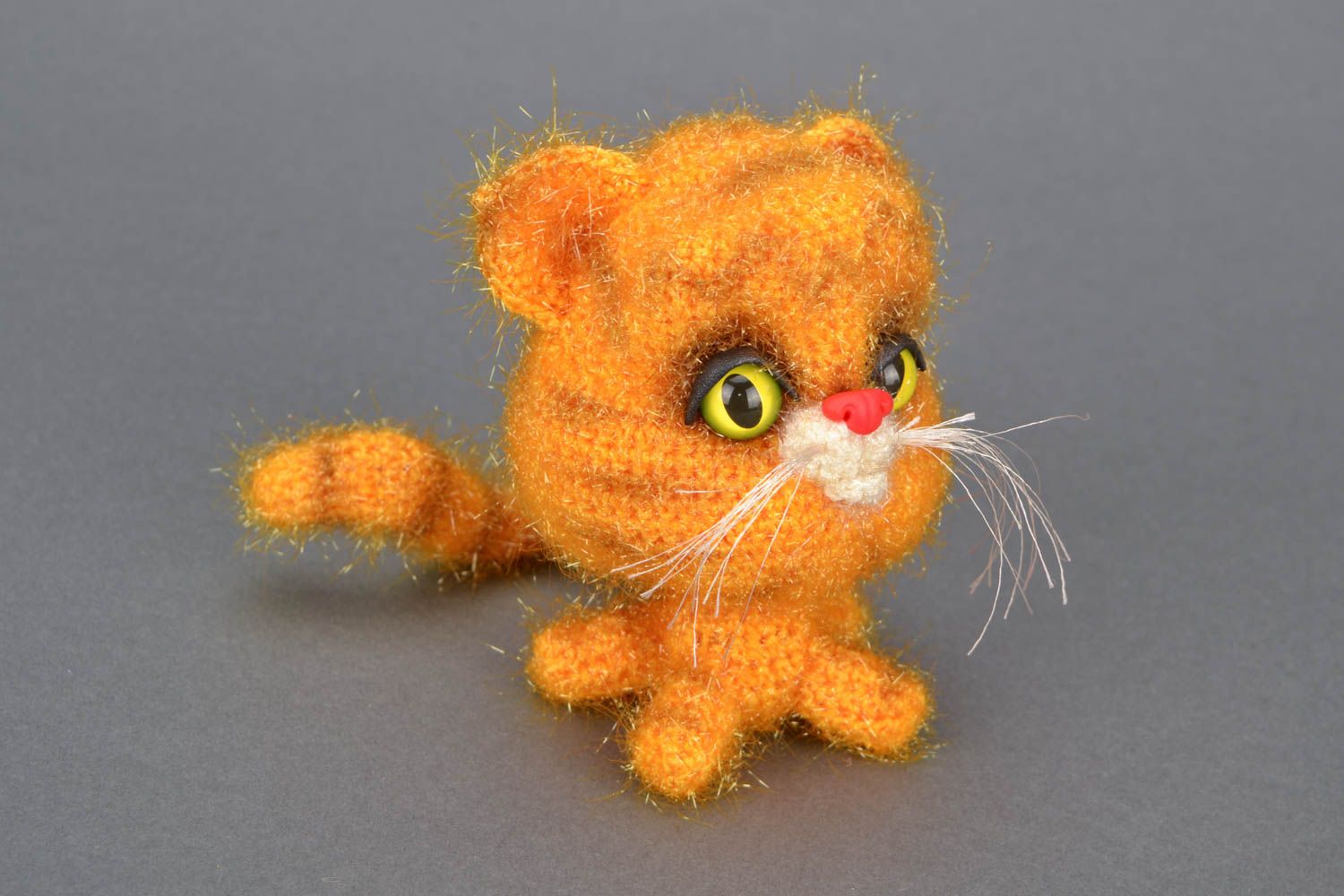 Мягкая вязаная игрушка Оранжевый кот фото 1