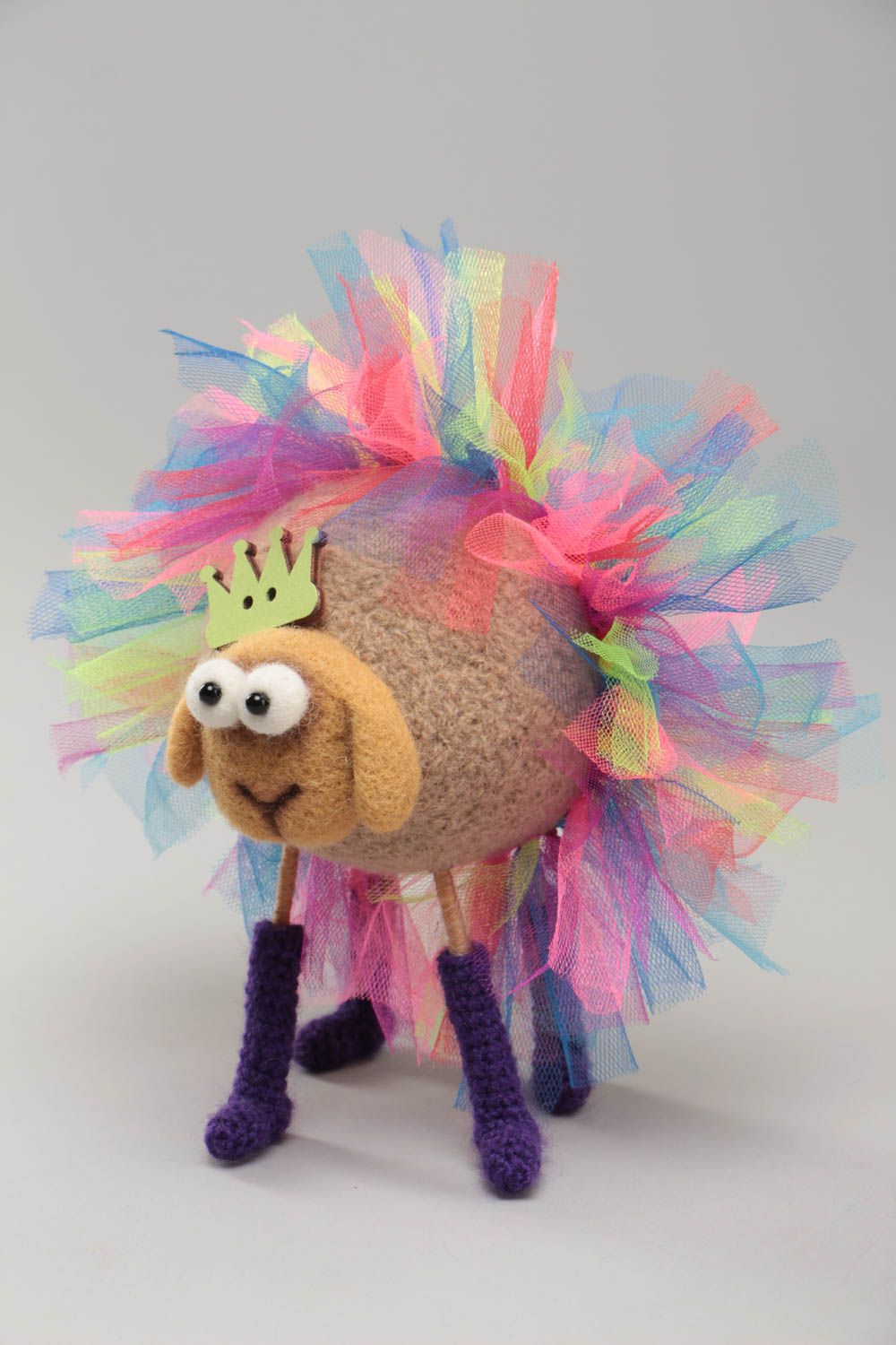 Soft crocheted toy lamb in beautiful skirt handmade designer stylish sheep photo 2