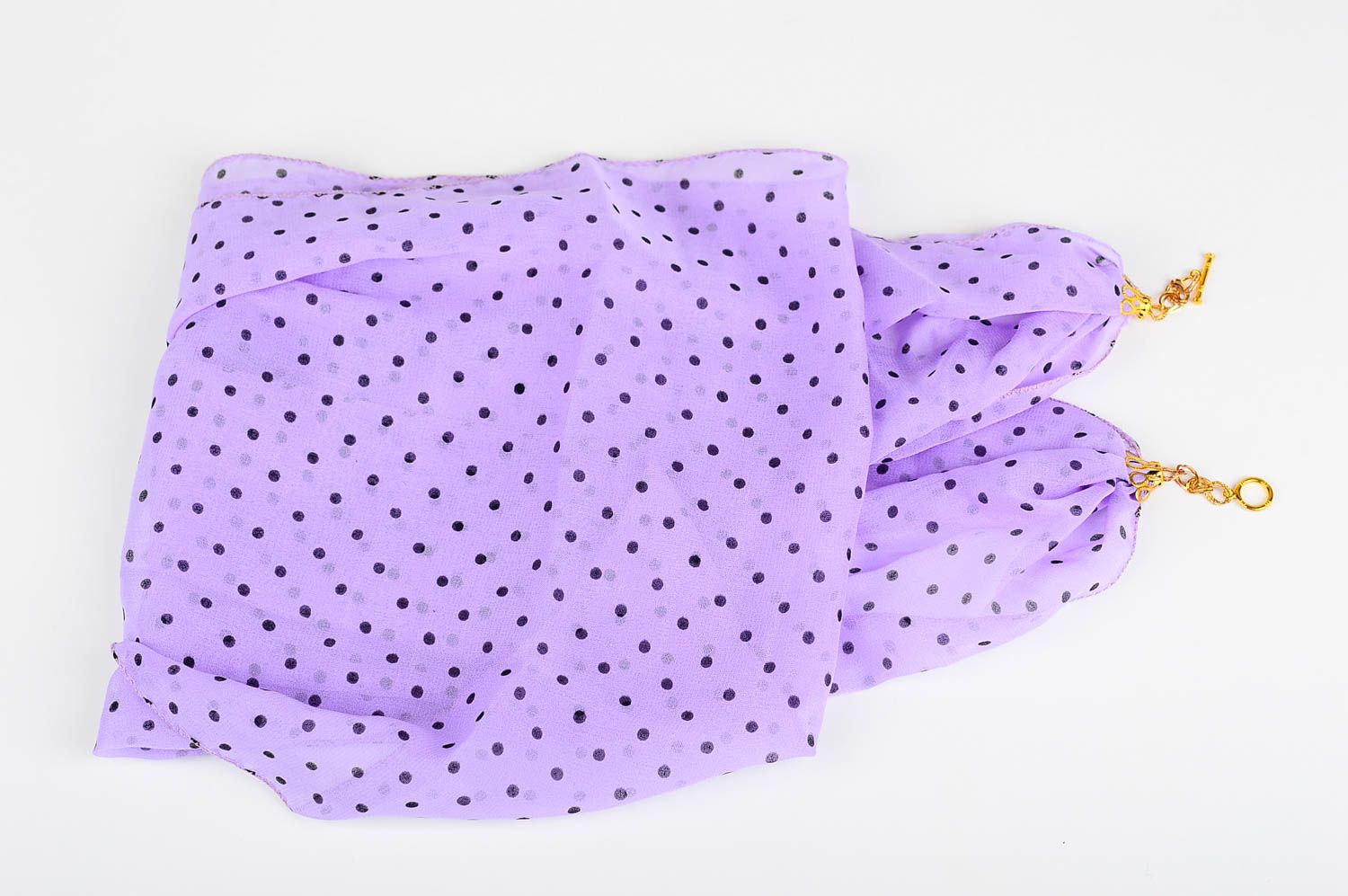 Violetter Schal für Damen handmade Accessoire für Frau Chiffon Schal gepunktet  foto 4