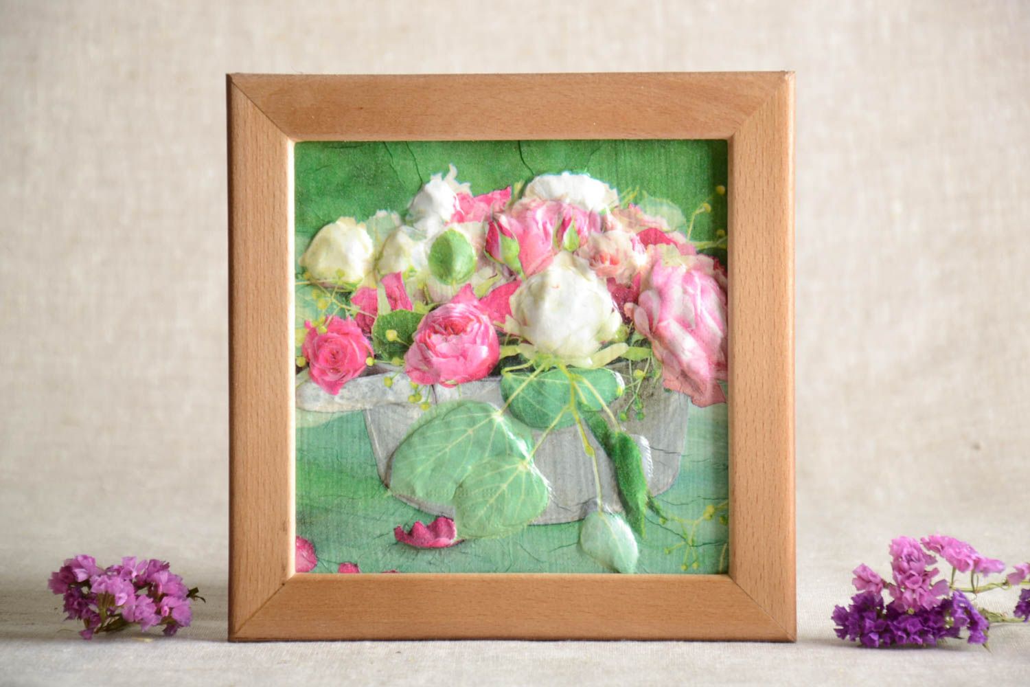 Cuadro de pared con flores hecho a mano decoración de interior regalo original foto 1