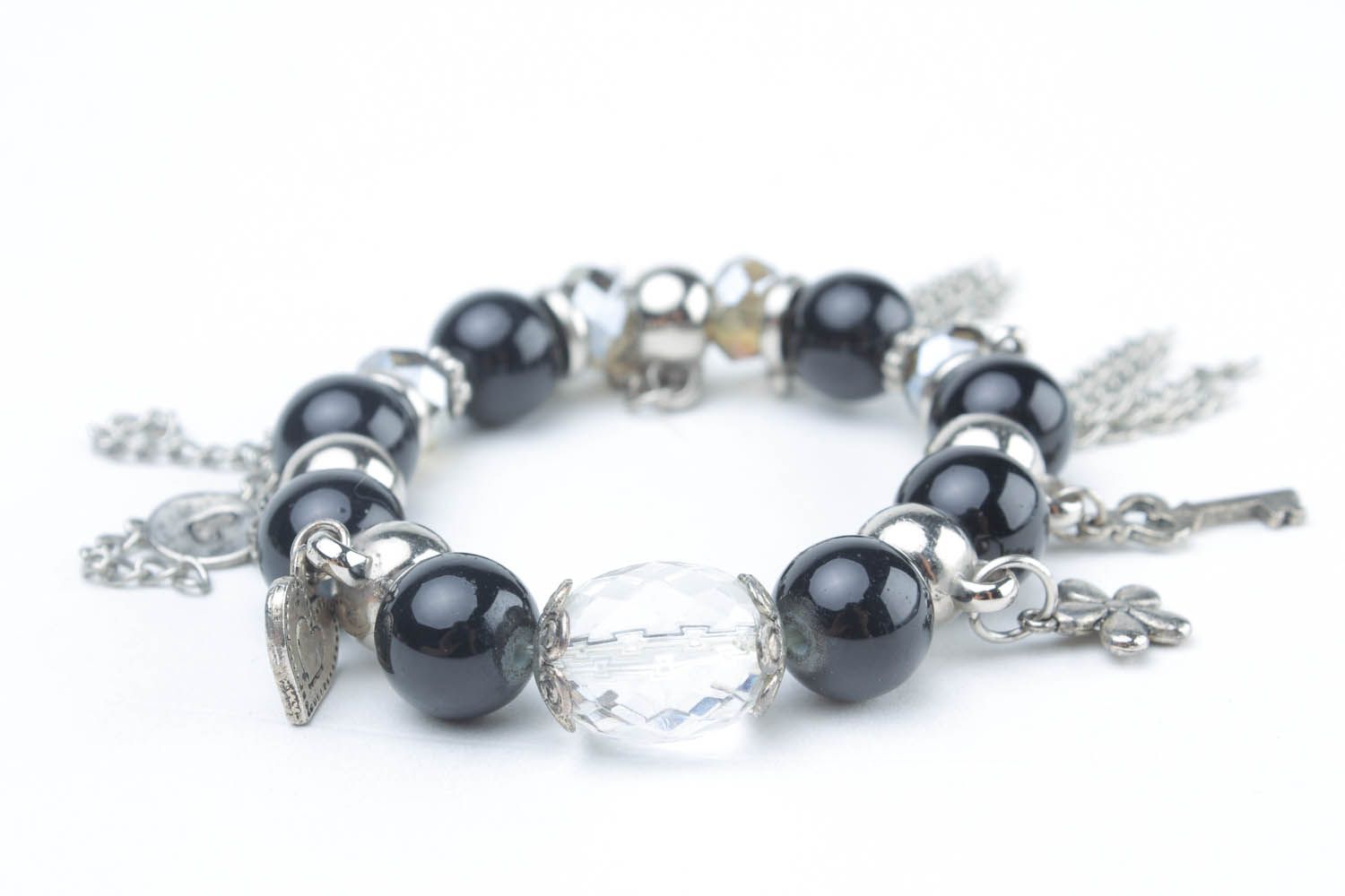 Bracelet en perles de verre et pierres naturelles photo 3
