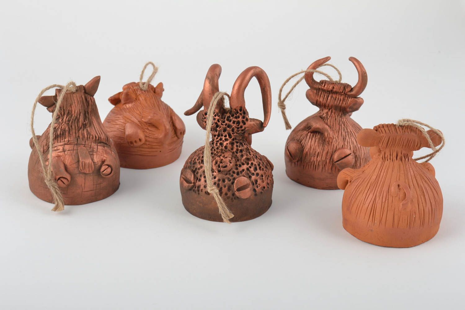 Campanelli d'autore in ceramica fatti a mano set di 5 animali divertenti
 foto 4