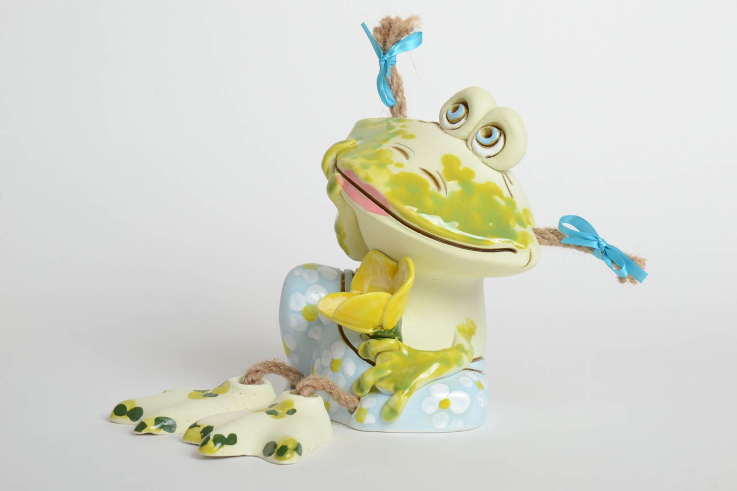 Handgemachte Keramik lustige Spardose Ton Deko Spardose für Kinder Frosch foto 2