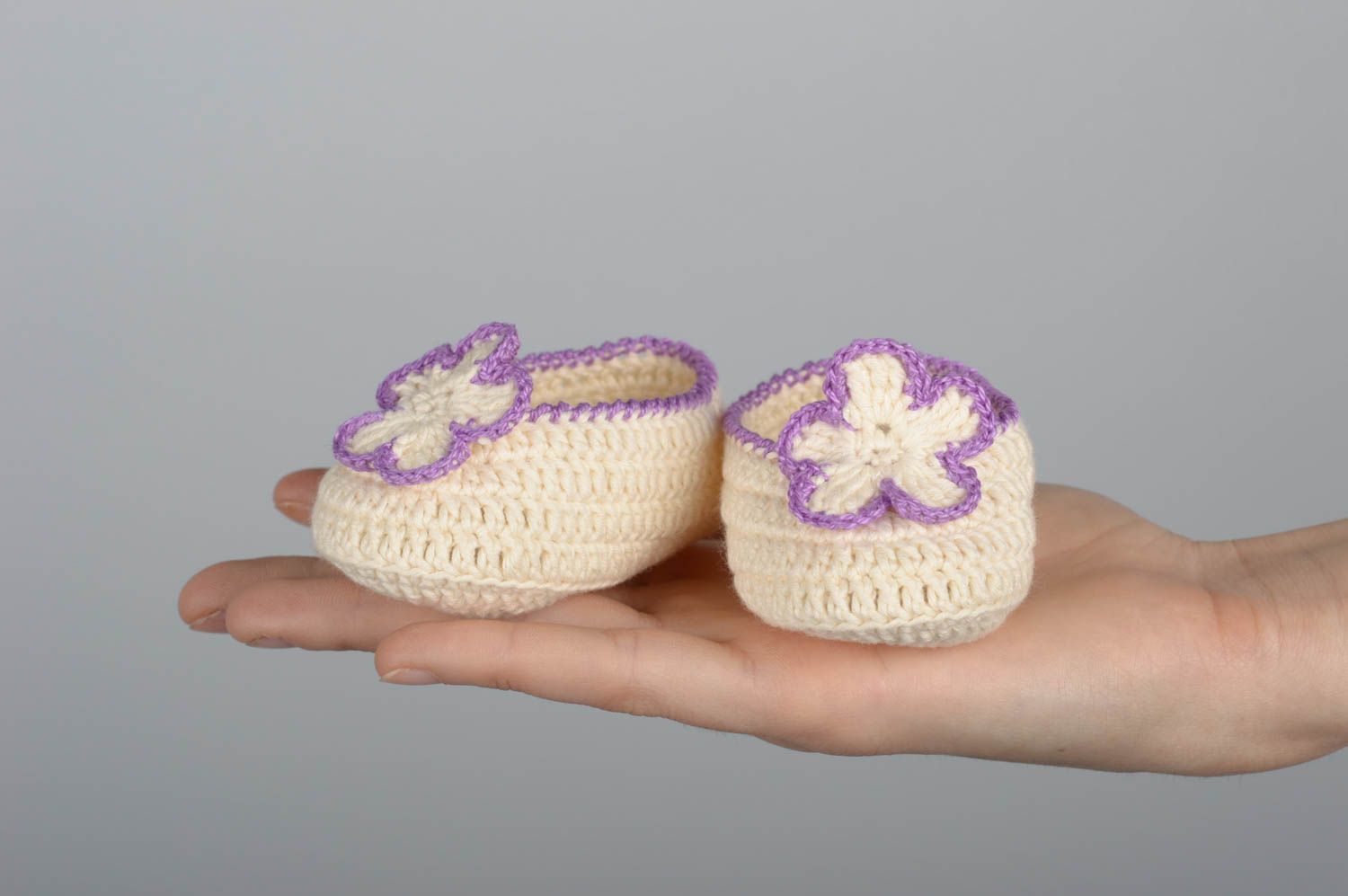 Chaussons bébé fait main Accessoire bébé tricoté au crochet Cadeau enfant photo 5