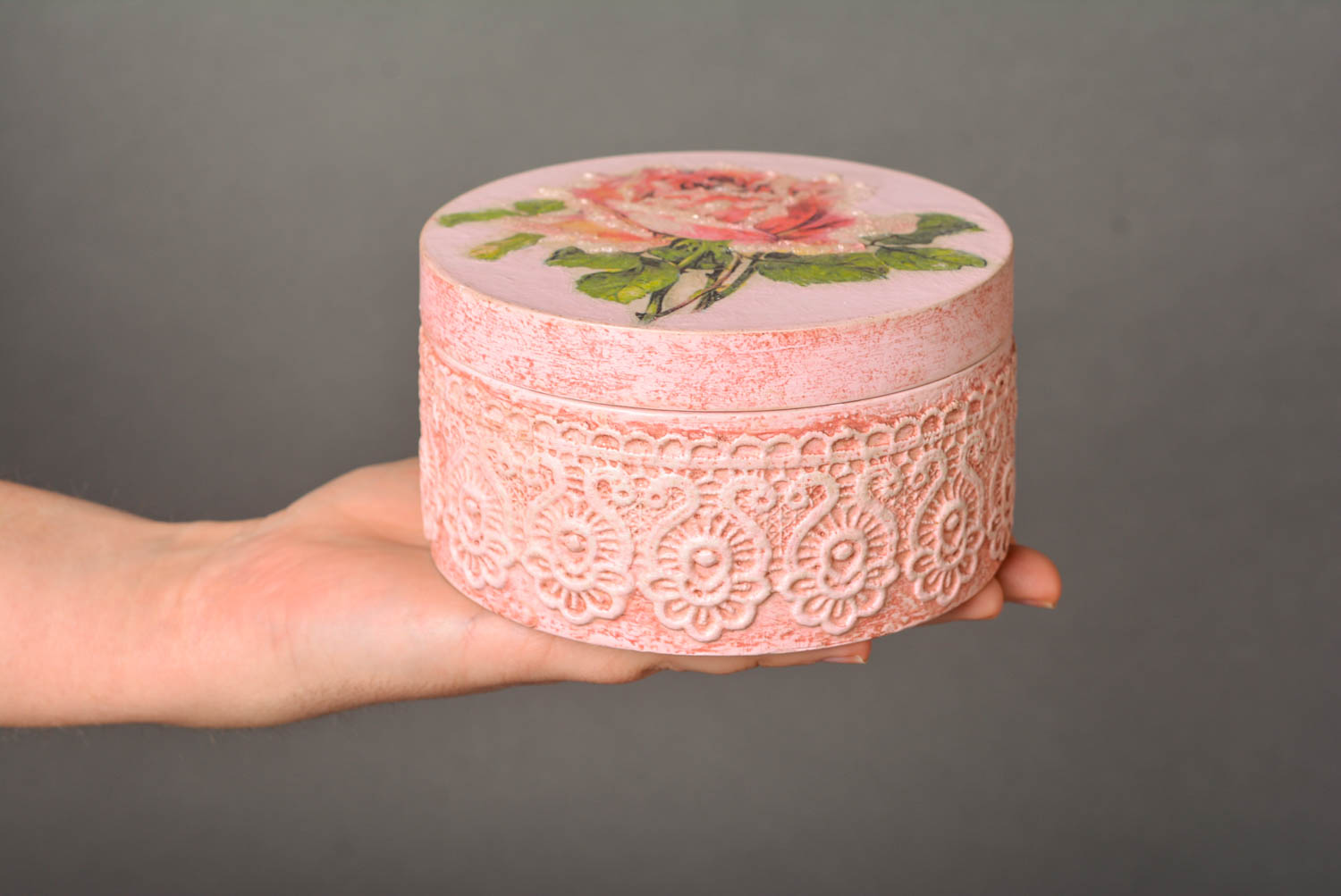 Шкатулка для украшений handmade винтажная шкатулка с розой подарок женщине фото 2